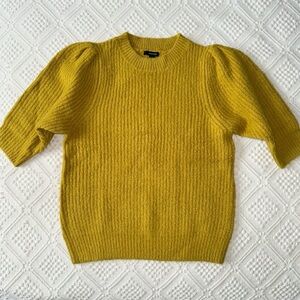 RW&CO short sleeve mustard sweater with puff sleeves, small